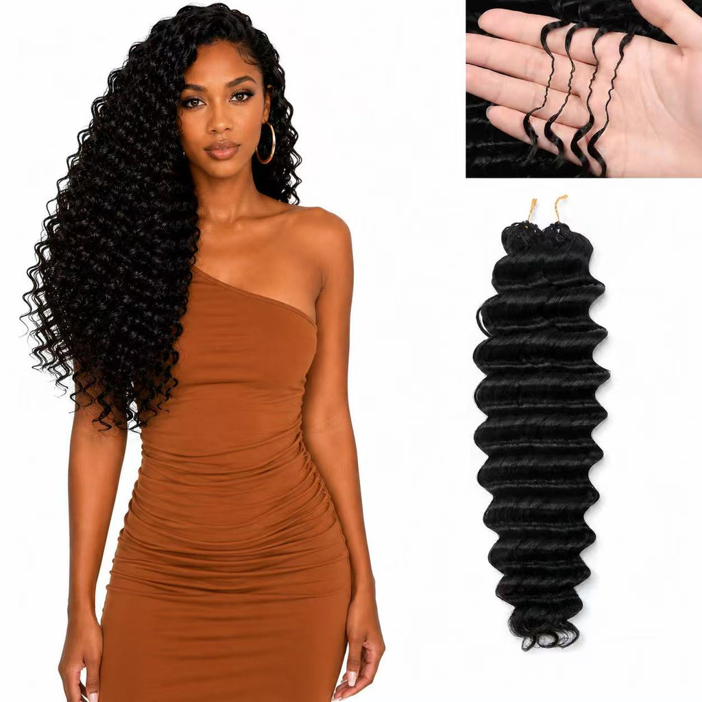 Feather Crochet Hair Virgin Human Hair Deep Wave Silky Soft Crochet Hair Braids Natural Color