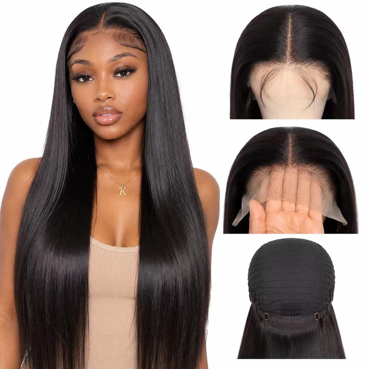 180% Density HD Lace 13x4 Lace Front Wig Straight Virgin Human Hair Natural Color Silky Soft Brazilian Hair Wigs