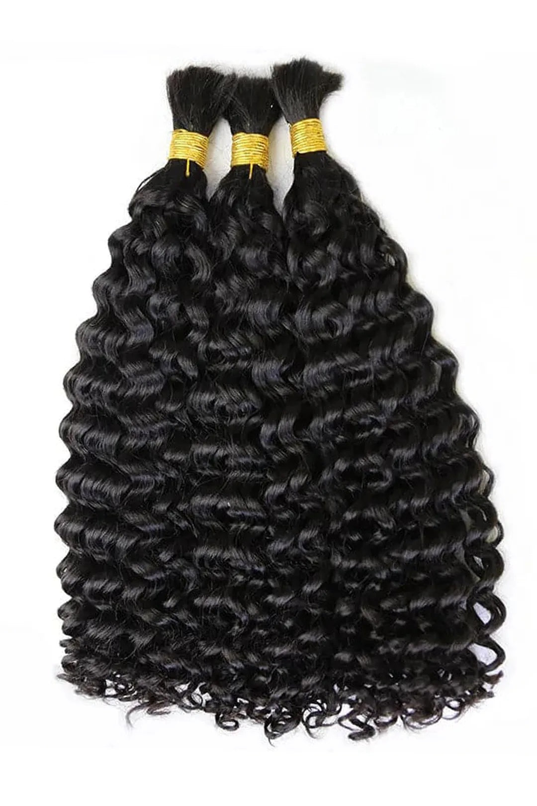Boho Hair Bulk Virgin Remy Human Hair for Boho Braids, Spanish Wave Bulk for Braiding Bohemian Knotless Braids 100g #1B Natural Color