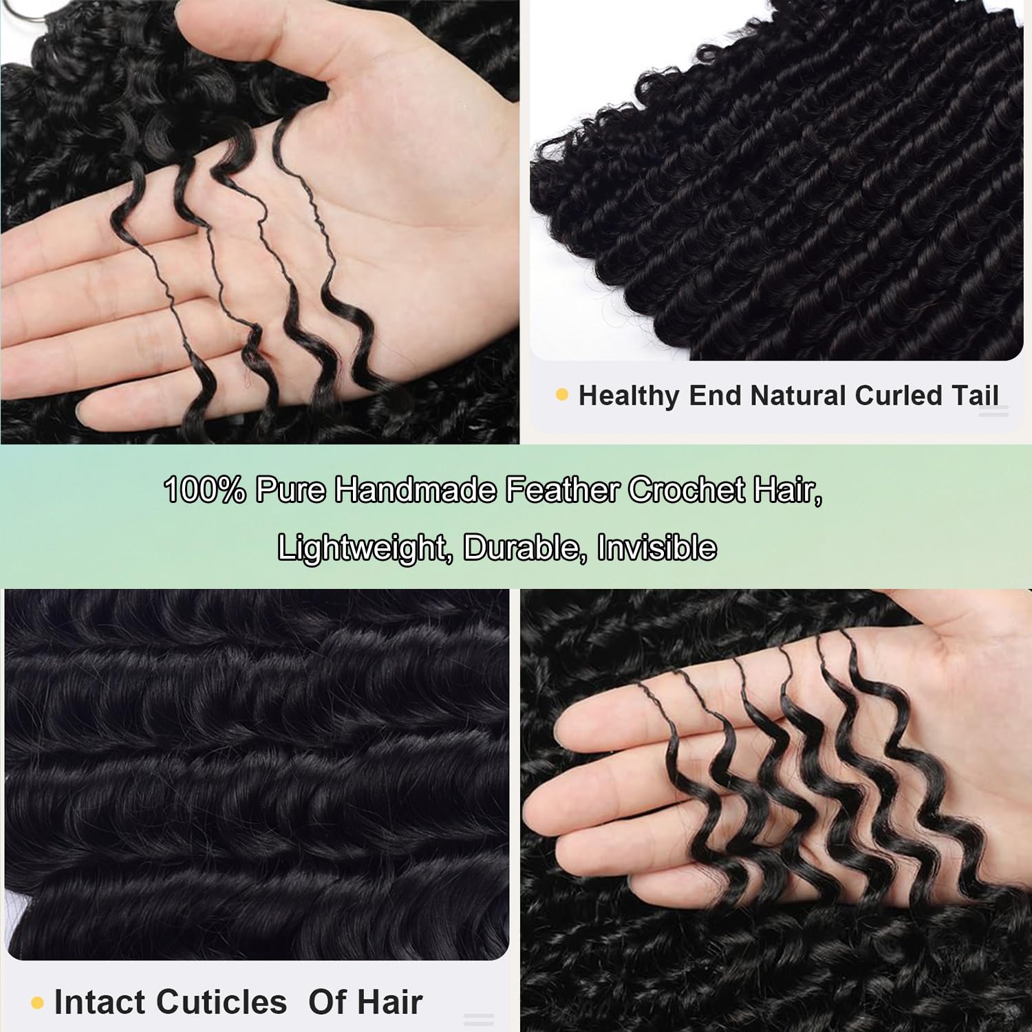 Feather Crochet Hair Virgin Human Hair Deep Wave Silky Soft Crochet Hair Braids Natural Color