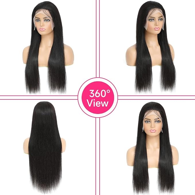 180% Density HD Lace 13x4 Lace Front Wig Straight Virgin Human Hair Natural Color Silky Soft Brazilian Hair Wigs